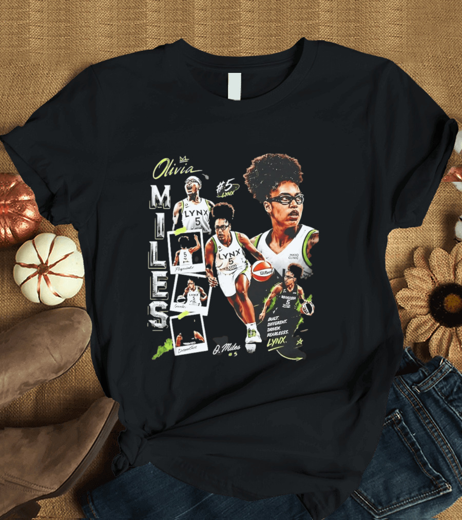 Olivia Miles No 5 Minnesota Lynx Fearless Driven Determined T-Shirt