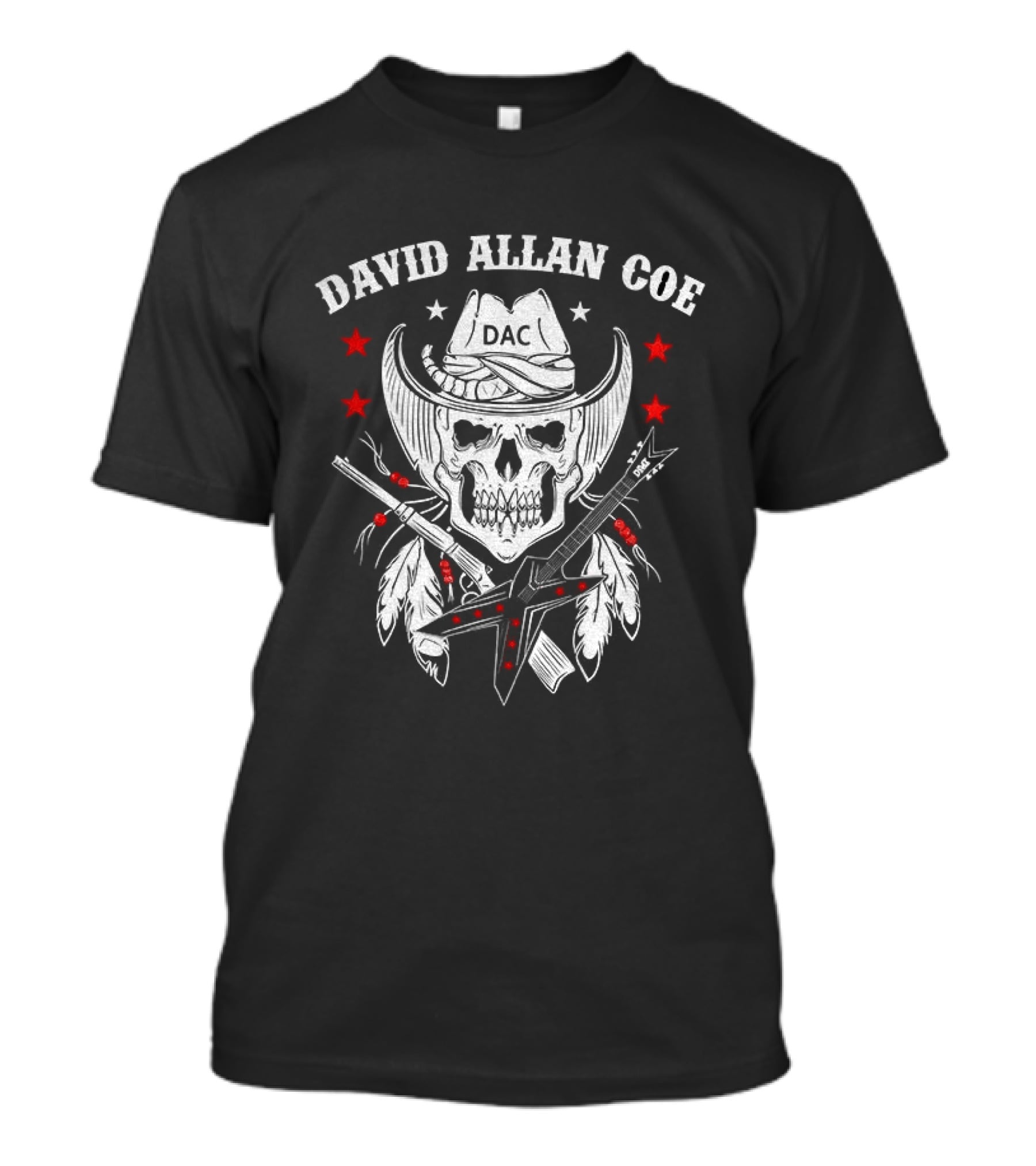 David Allan Coe Western Skull Cowboy With Crossed Pistols And Stars T-Shirt