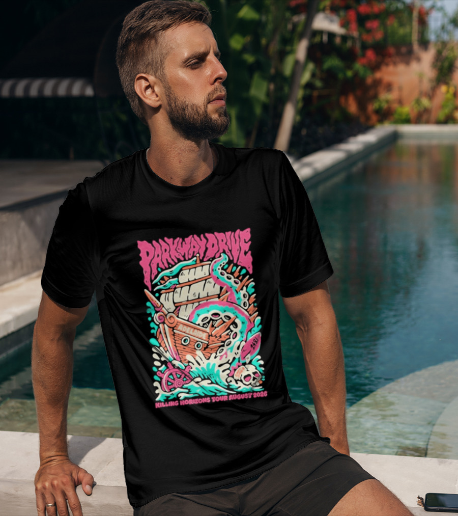 Parkway Drive Killing Horizons Tour Adelaide August 2026 Ship And Tentacle T-Shirt