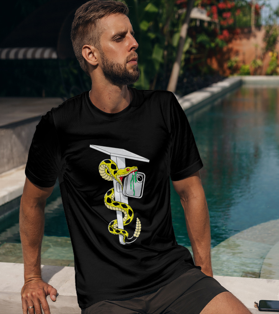 Don't Tread Flock Yellow Snake Wrapped Around Graduation Cap With ID T-Shirt