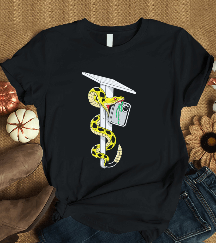 Don't Tread Flock Yellow Snake Wrapped Around Graduation Cap With ID T-Shirt