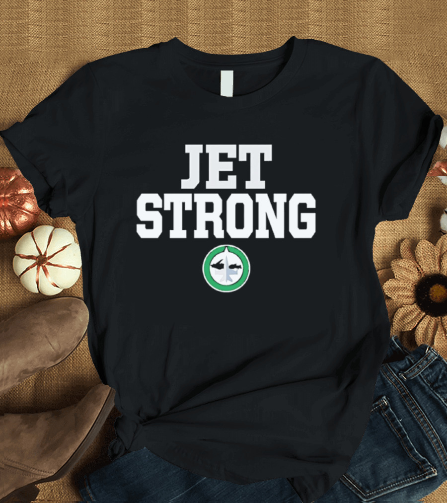 JET STRONG Dark Green Circular Fighter Aircraft T-Shirt