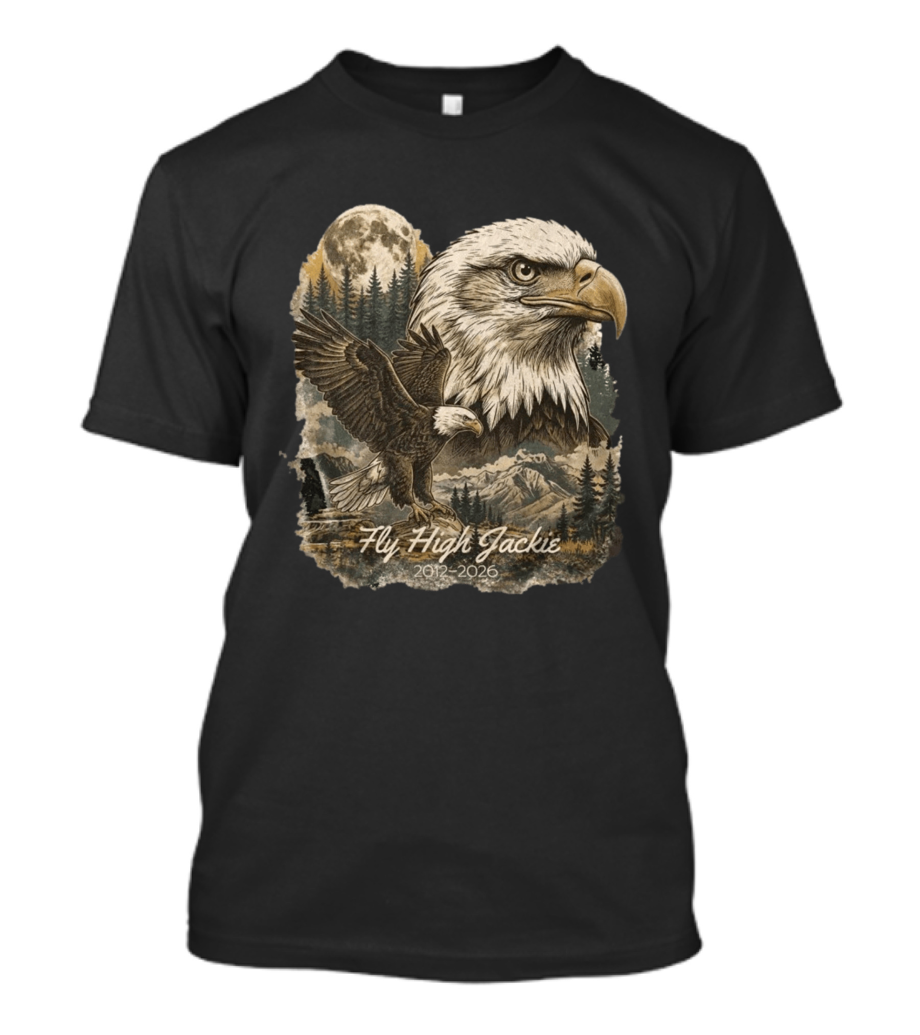 Fly High Jackie 2012 2026 Memorial Bald Eagle Nature Scene T-Shirt
