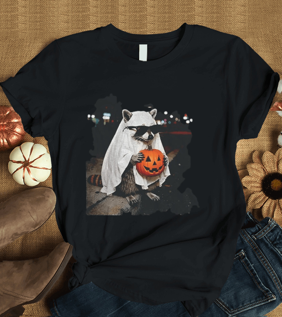 Raccoon Ghost Trick Or Treat Spooky Season Halloween T-Shirt
