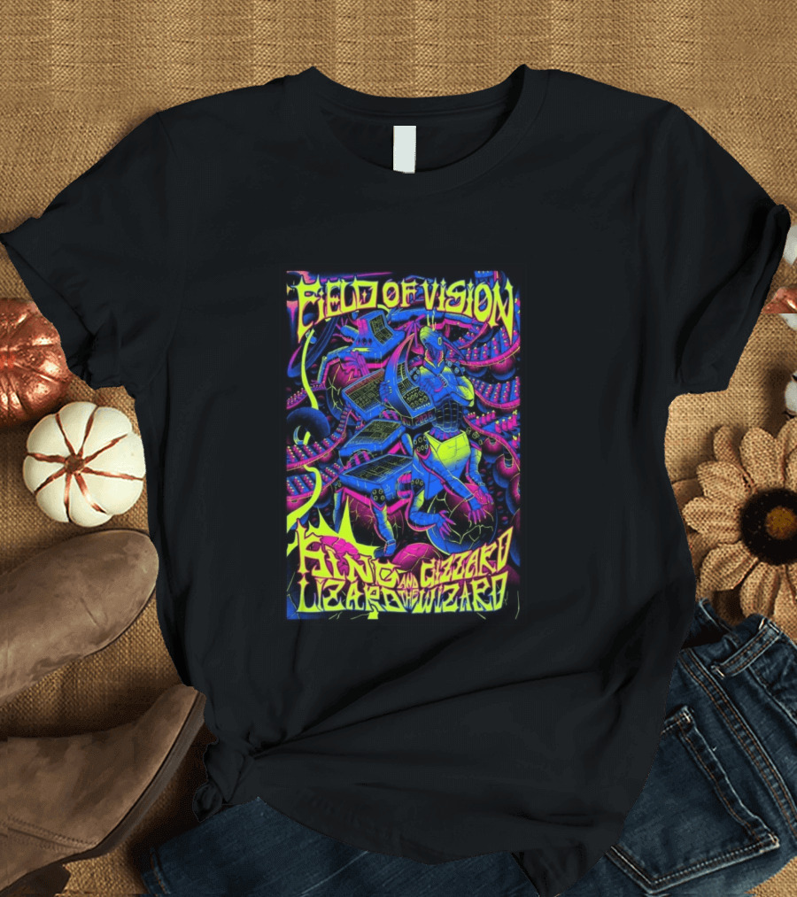 King Gizzard And The Lizard Wizard 2026 Field Of Vision Neon Psychedelic Robot T-Shirt
