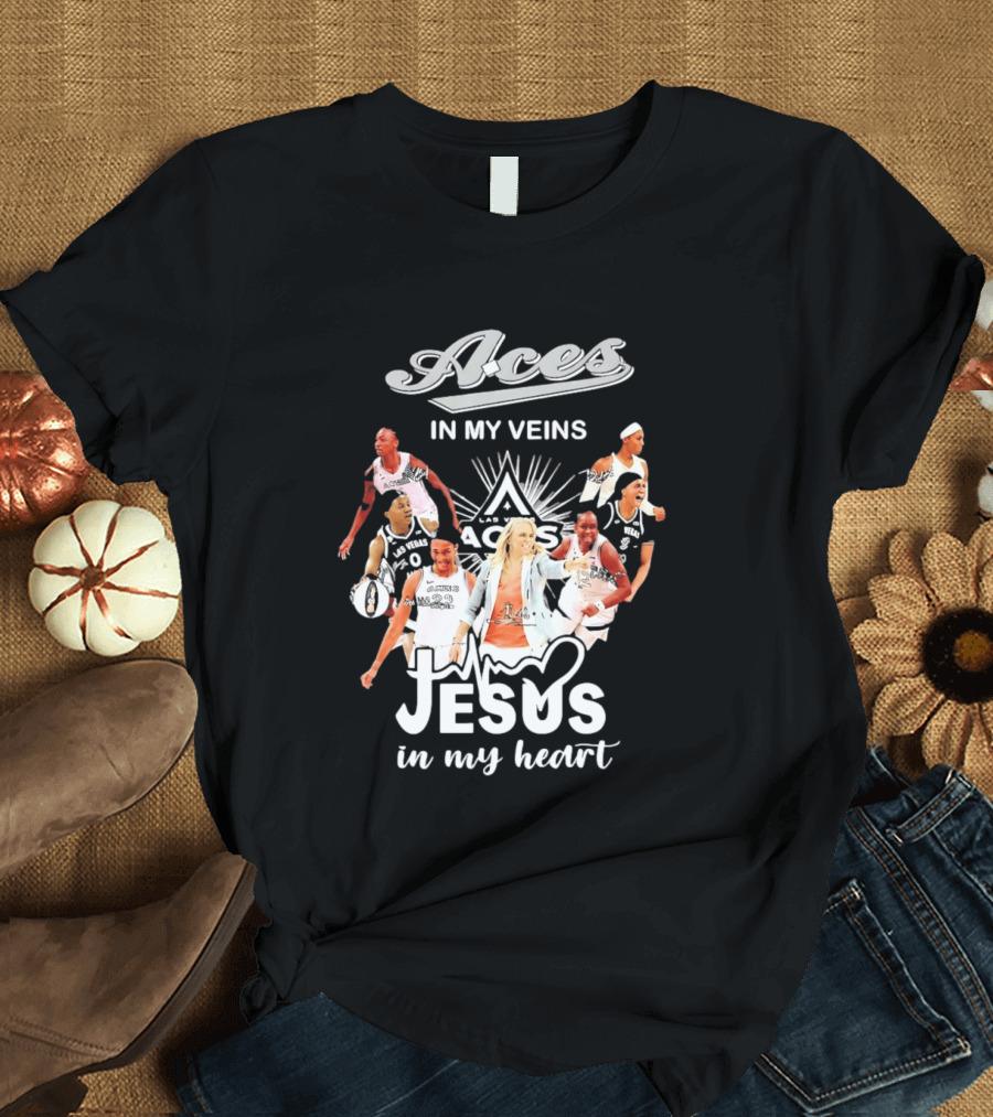 Las Vegas Aces In My Veins Jesus In My Heart WNBA 2026 T-Shirt