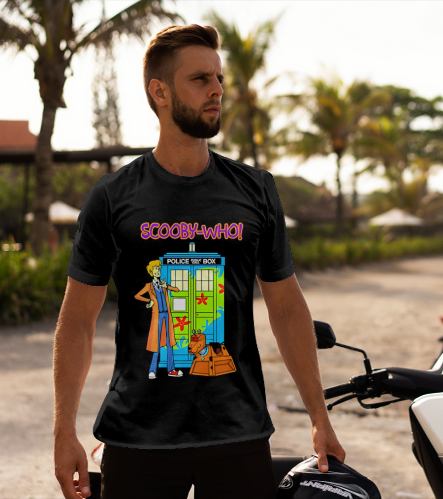 Scooby Who Shaggy Tenth Doctor Mystery Machine Painted Tardis K9 Robot T-Shirt
