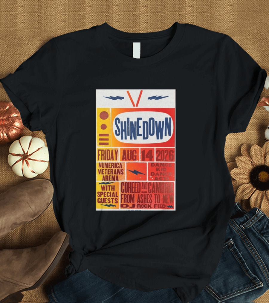 Shinedown Aug 14 2026 Numerica Veterans Arena With Coheed And Cambria And From Ashes To New T-Shirt