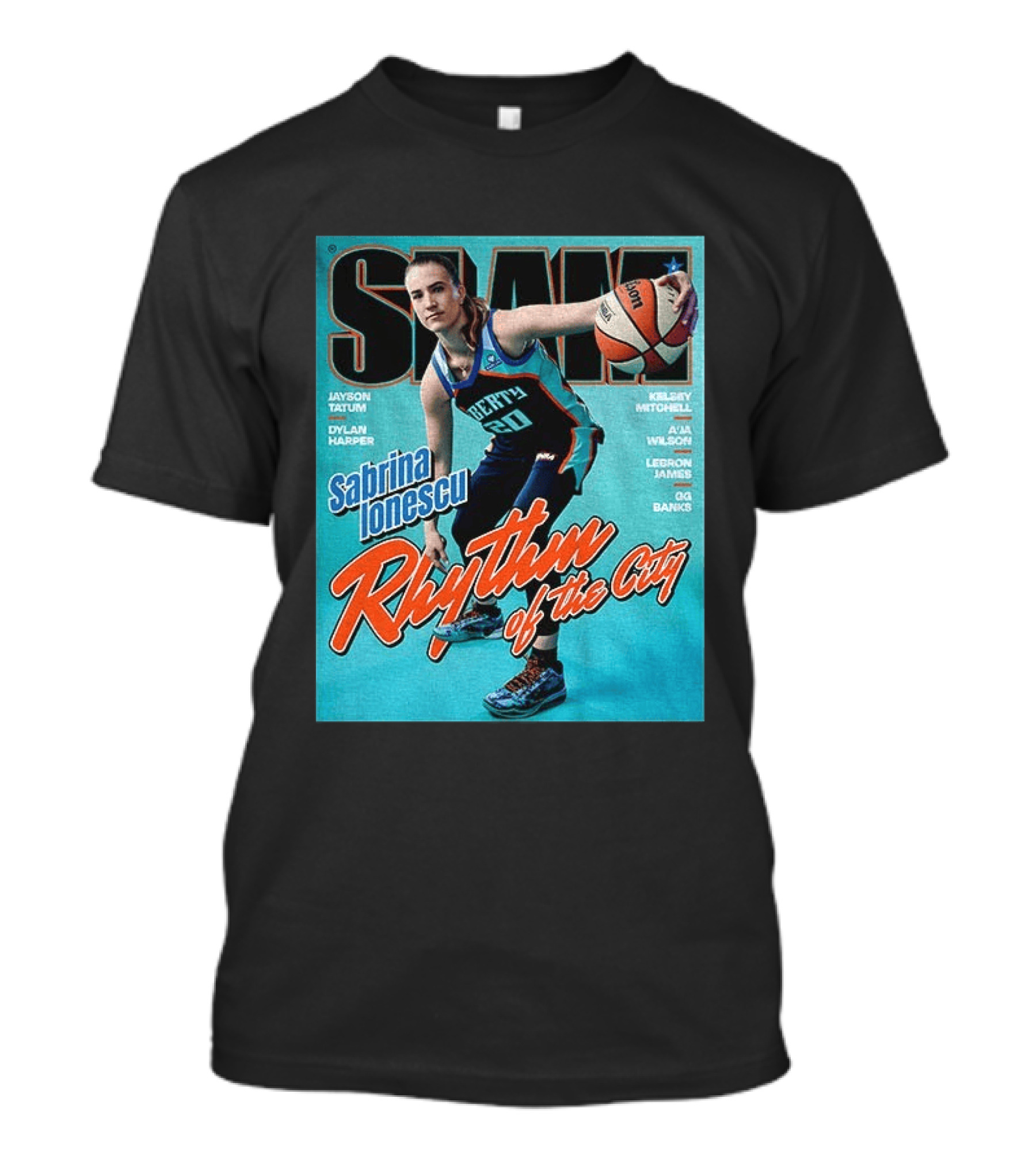 Slam Cover 264 Sabrina Ionescu Rhythm Of The City Liberty Basketball T-Shirt