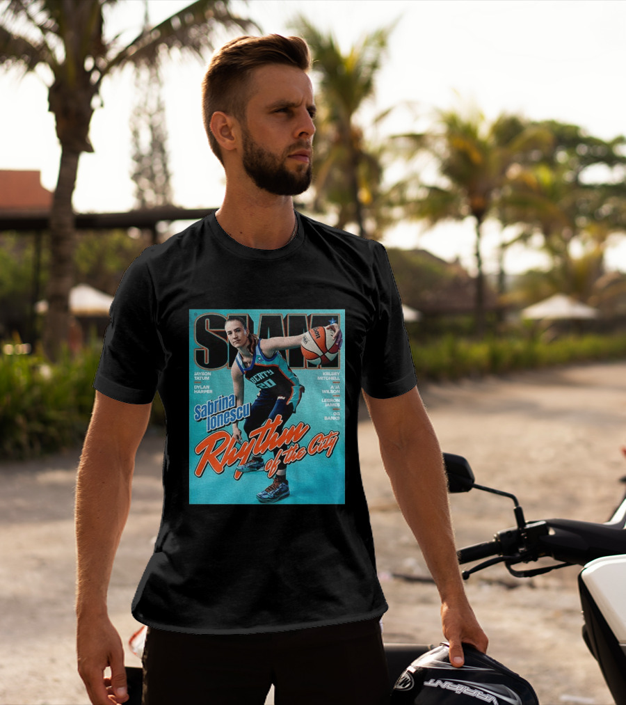 Slam Cover 264 Sabrina Ionescu Rhythm Of The City Liberty Basketball T-Shirt