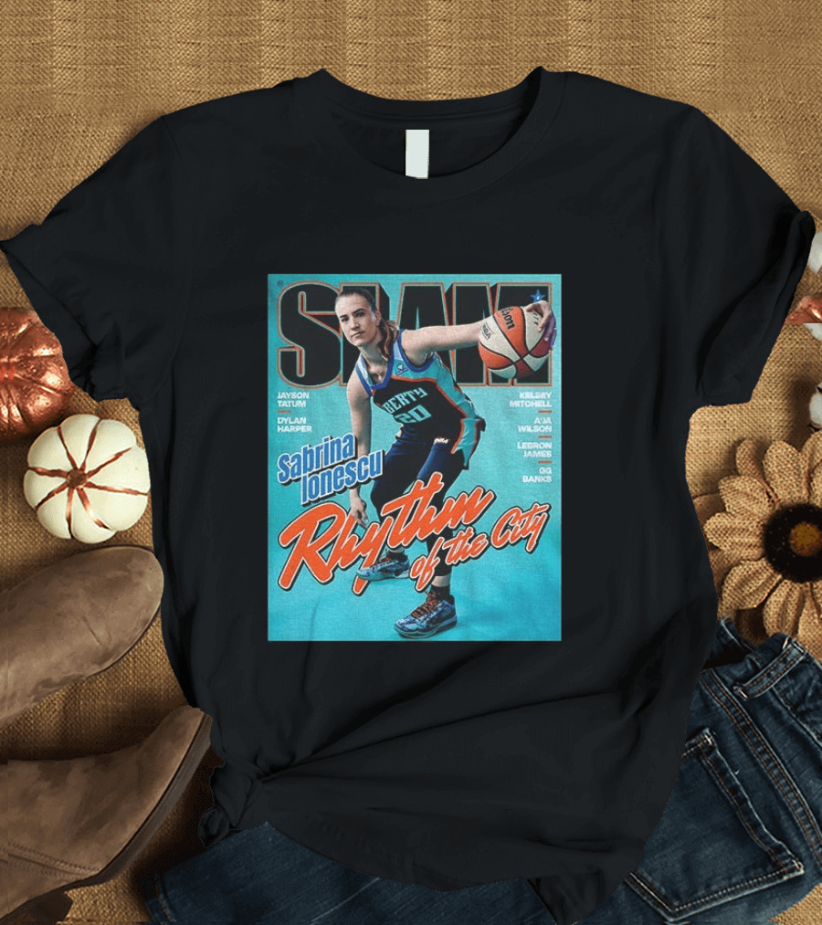 Slam Cover 264 Sabrina Ionescu Rhythm Of The City Liberty Basketball T-Shirt