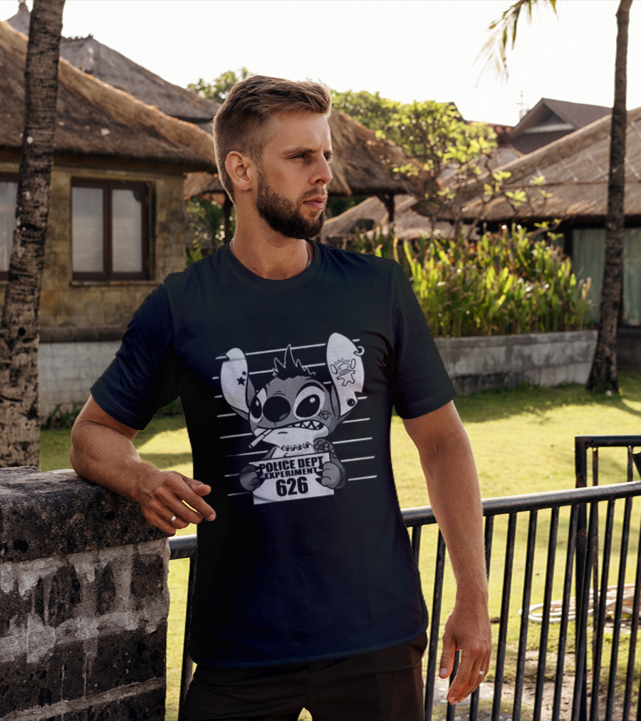 Bad Guy Experiment 626 Police Dept Shot Stitch T-Shirt