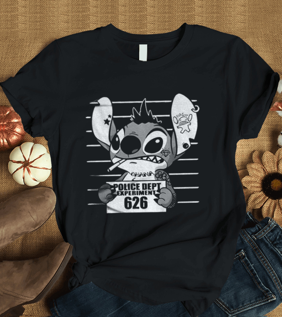 Bad Guy Experiment 626 Police Dept Shot Stitch T-Shirt
