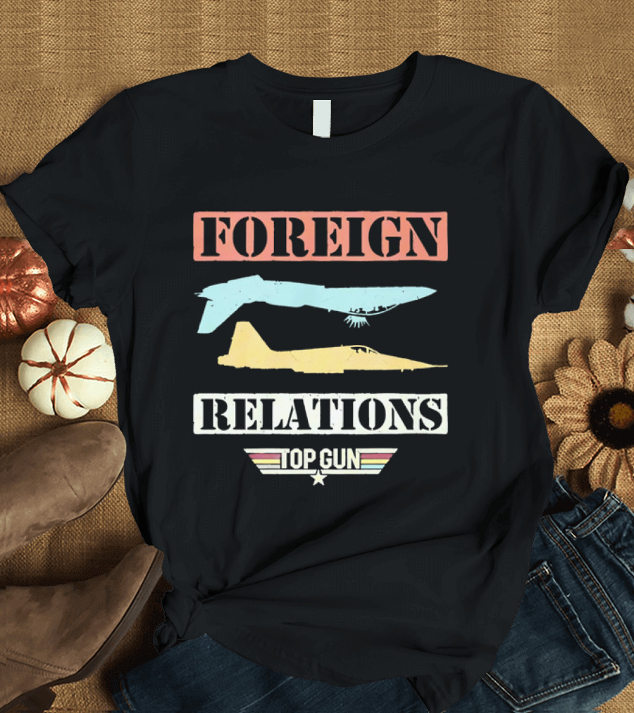 Top Gun Foreign Relations Fighter Jets Distressed Vintage Look T-Shirt