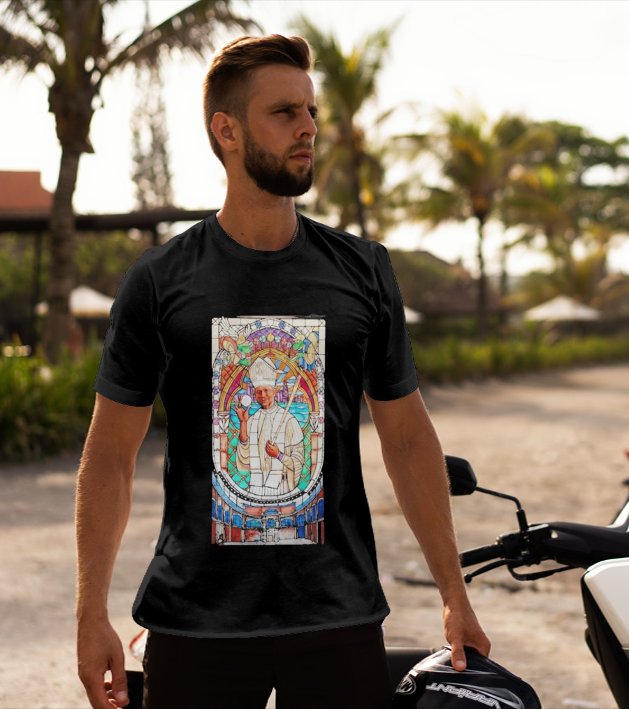 White Sox Pope Hat Stained Glass Painting T-Shirt