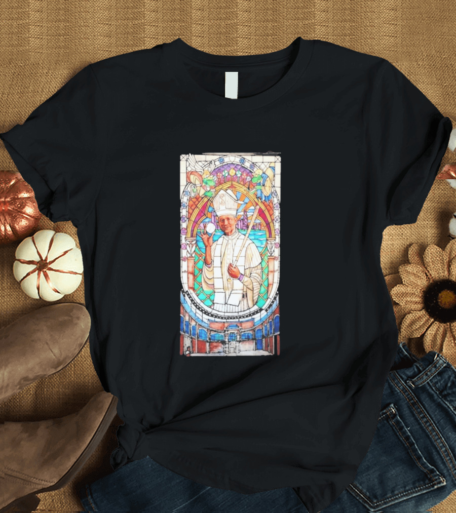 White Sox Pope Hat Stained Glass Painting T-Shirt