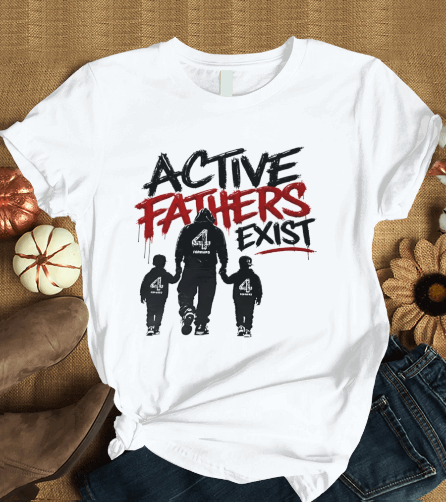 Active Fathers Exist Man Two Boys Walking Holding Hands T-Shirt