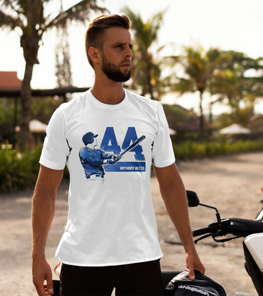 Anthony Rizzo 44 Swinging Blue Baseball Batter T-Shirt