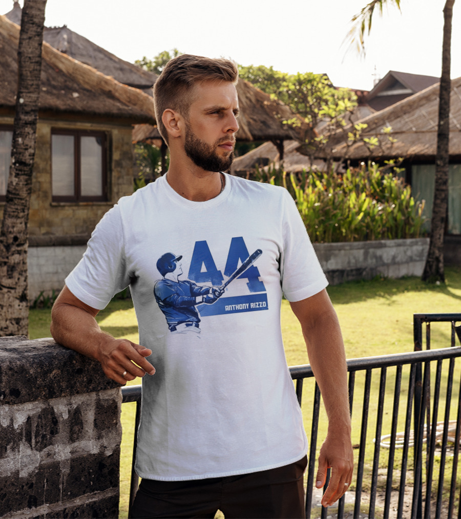 Anthony Rizzo 44 Swinging Blue Baseball Batter T-Shirt