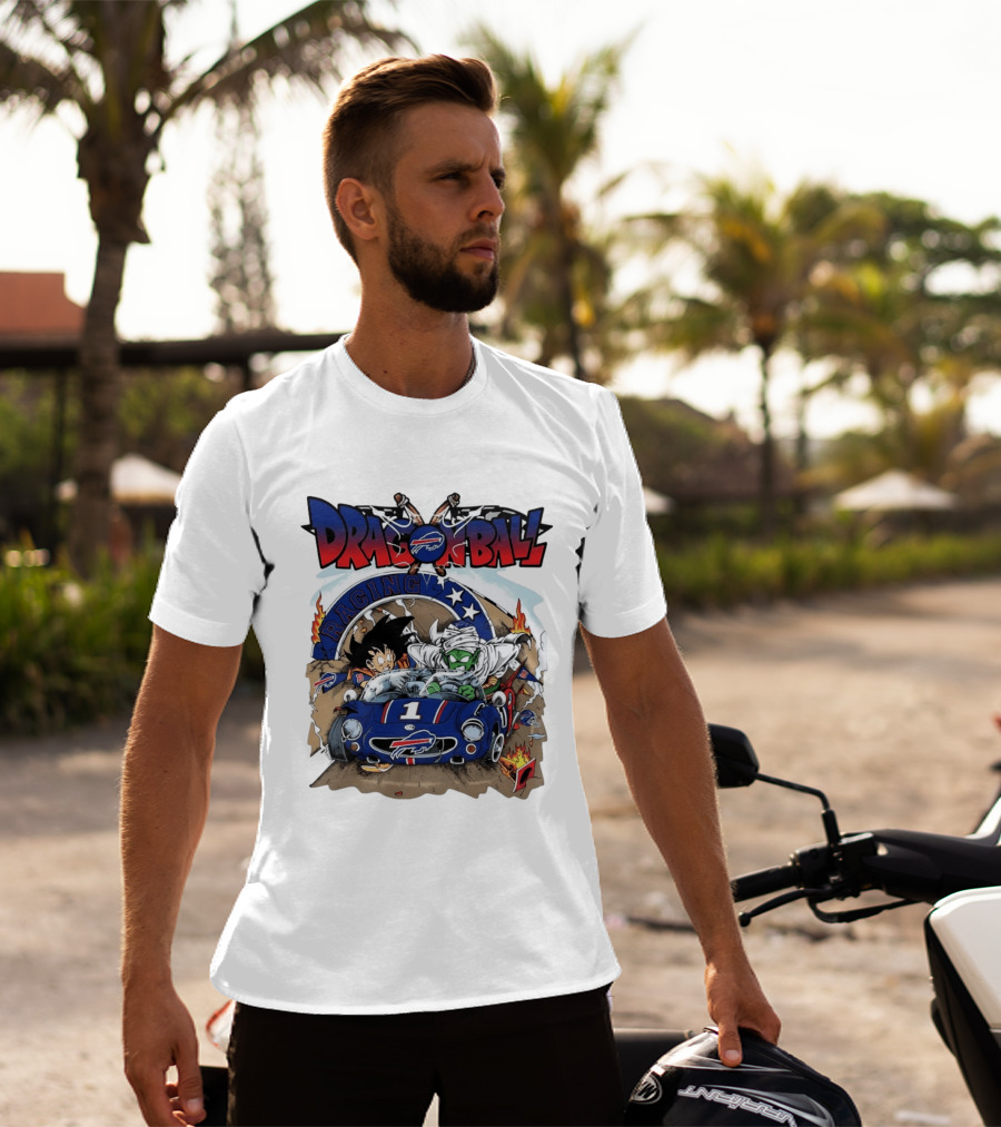 Buffalo Bills Dragon Ball Racing Goku Piccolo Driving Blue Car T-Shirt