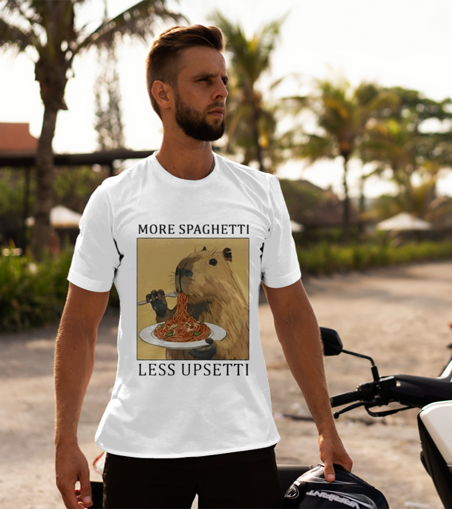 Capybara Eating Spaghetti More Spaghetti Less Upsetti T-Shirt