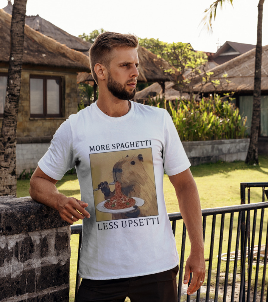 Capybara Eating Spaghetti More Spaghetti Less Upsetti T-Shirt
