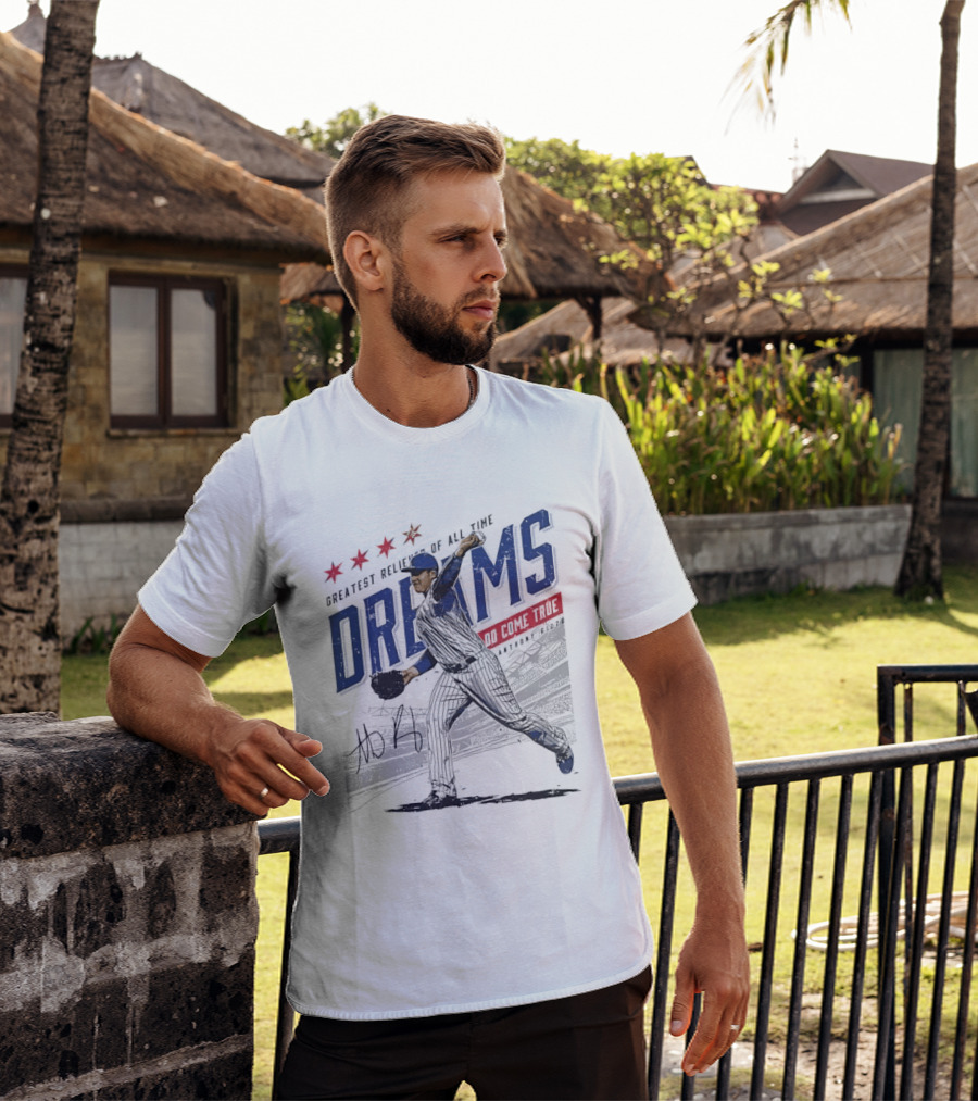 Chicago Cubs Greatest Reliever Of All Time Dreams Do Come True Anthony Rizzo Pitching Stadium Halftone T-Shirt