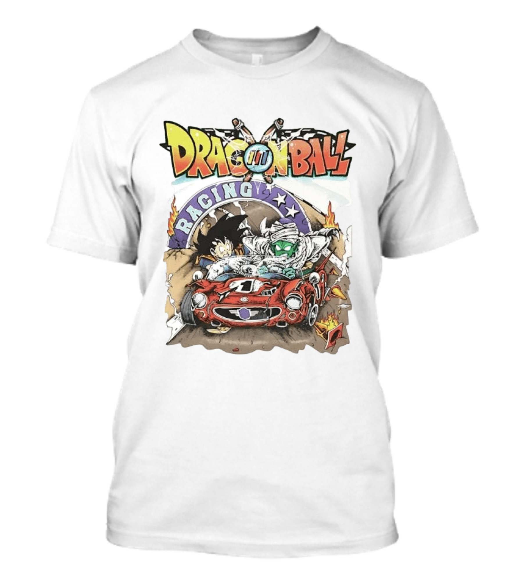 Dragon Ball Racing Goku Piccolo Red Racecar Adventure T-Shirt