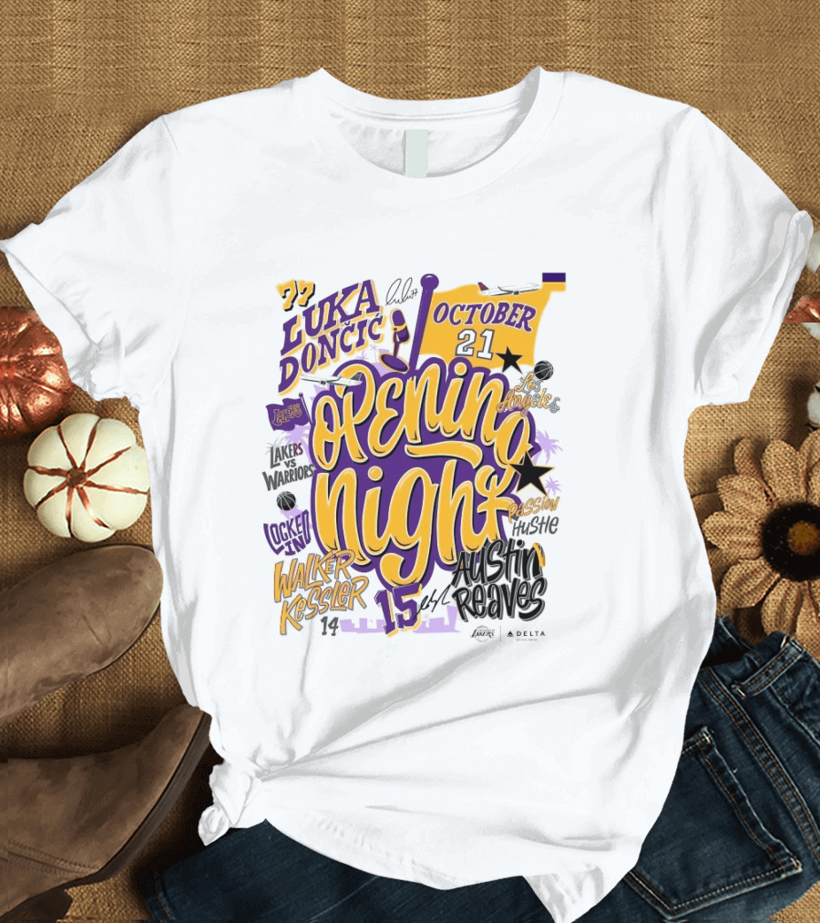 Los Angeles Lakers Luka Doncic Opening Night October 21 Walker Kessler Austin Reaves T-Shirt