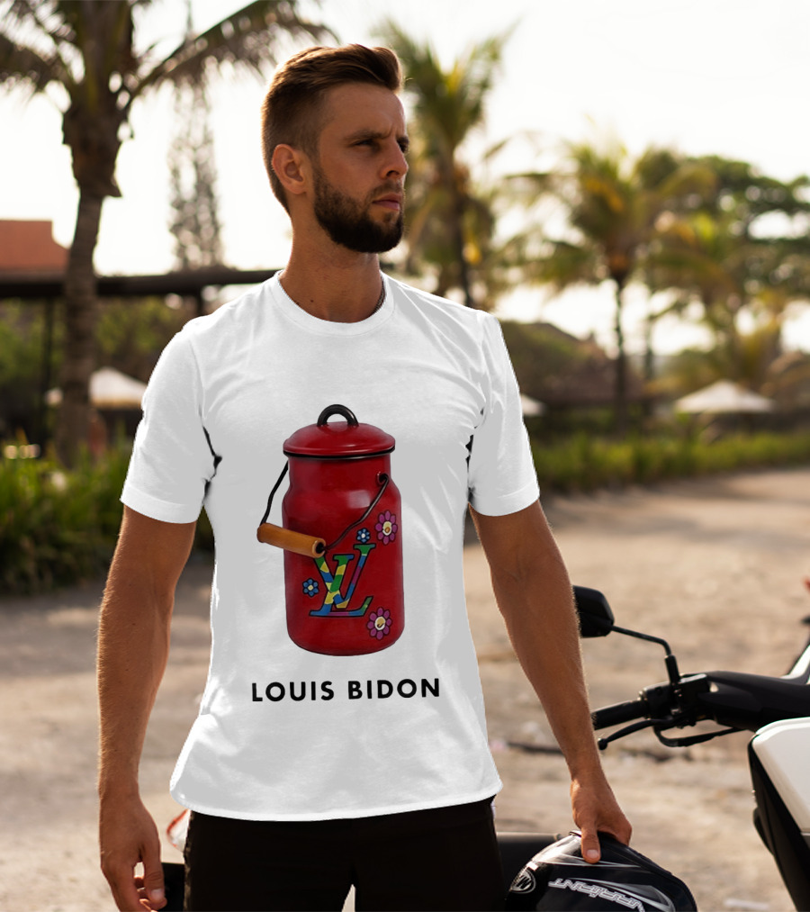 Louis Bidon Milk Jug Red Enamel Rainbow Monogram Flowers T-Shirt