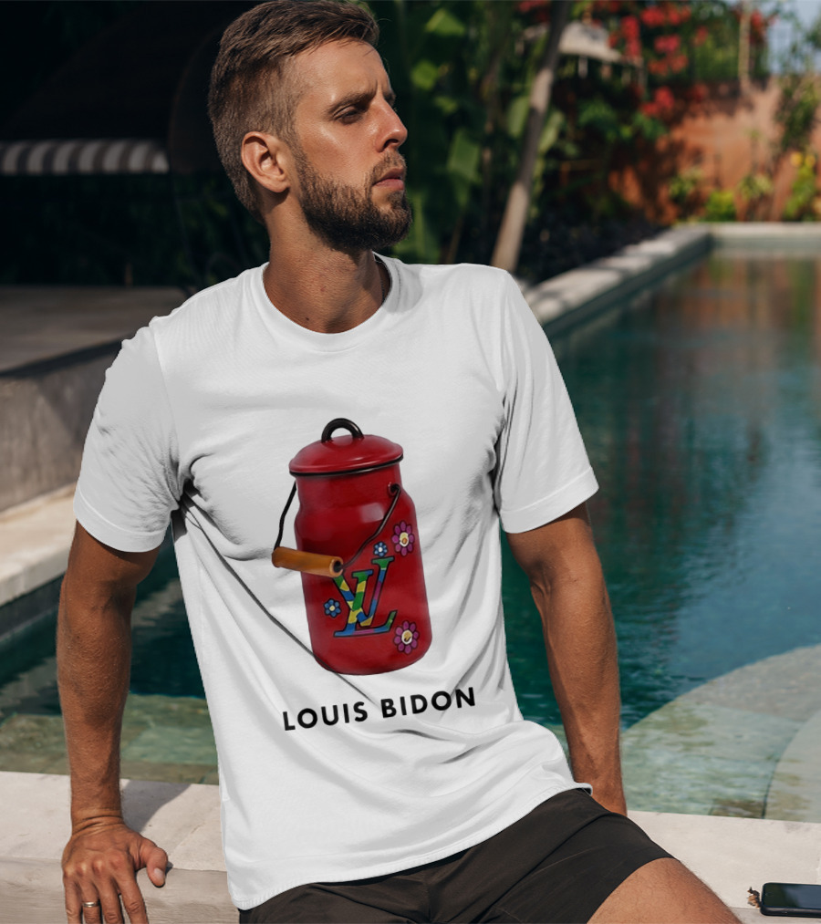 Louis Bidon Milk Jug Red Enamel Rainbow Monogram Flowers T-Shirt