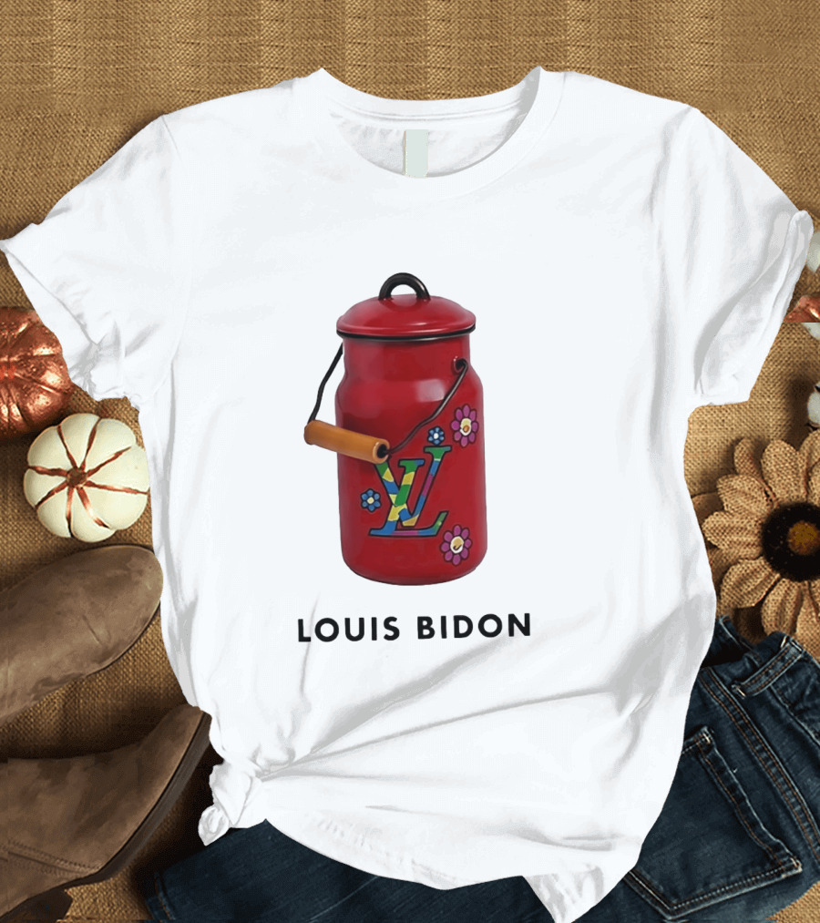 Louis Bidon Milk Jug Red Enamel Rainbow Monogram Flowers T-Shirt