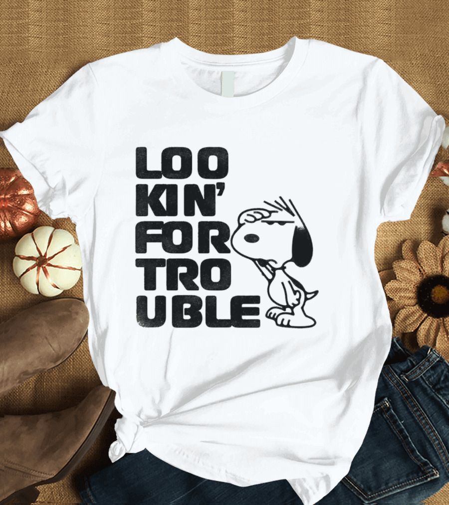 Peanuts Snoopy Lookin' For Trouble Hand Over Eye Distressed T-Shirt