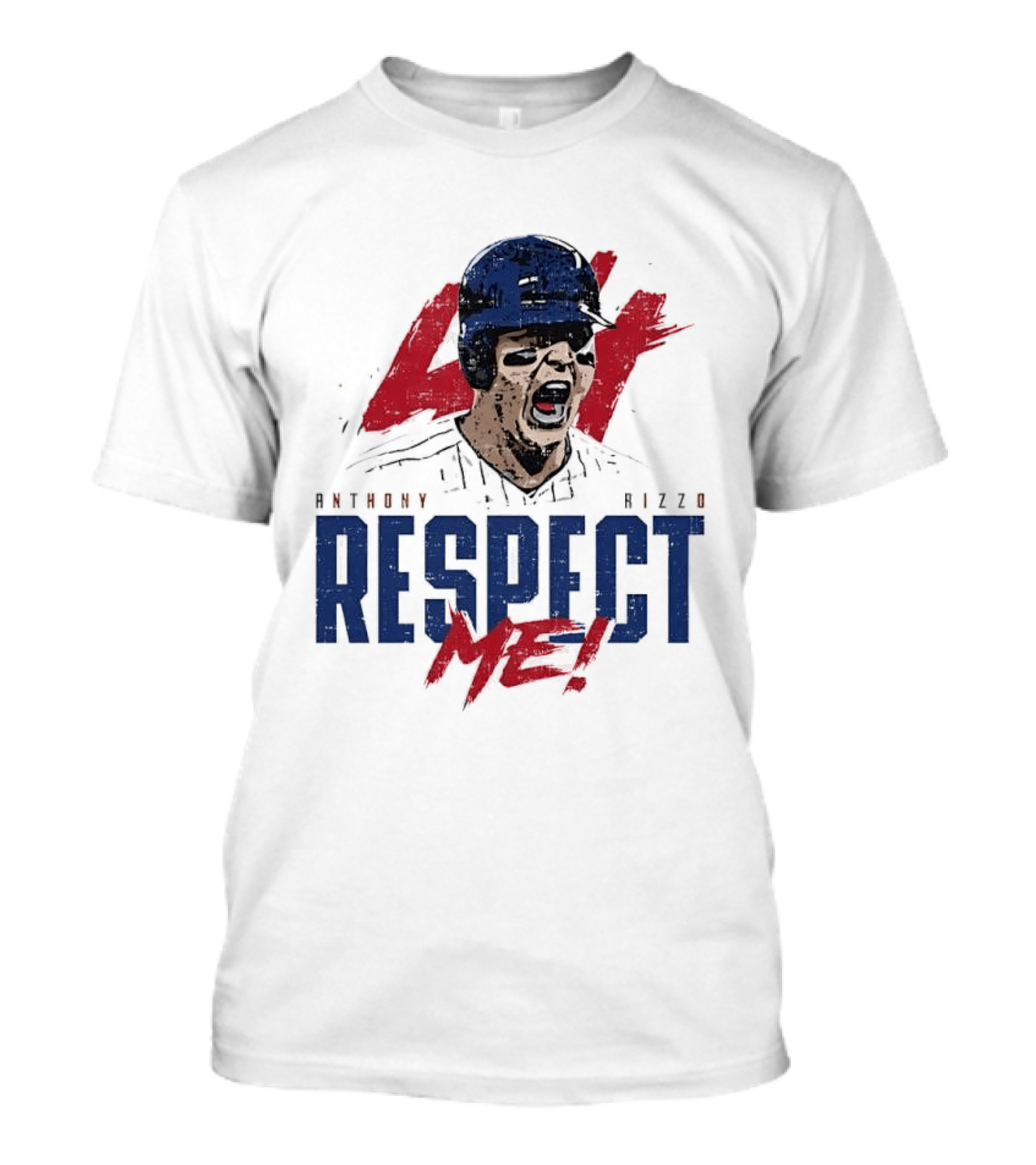 Anthony Rizzo Respect Me Screaming Baseball Player Distressed 44 Red T-Shirt