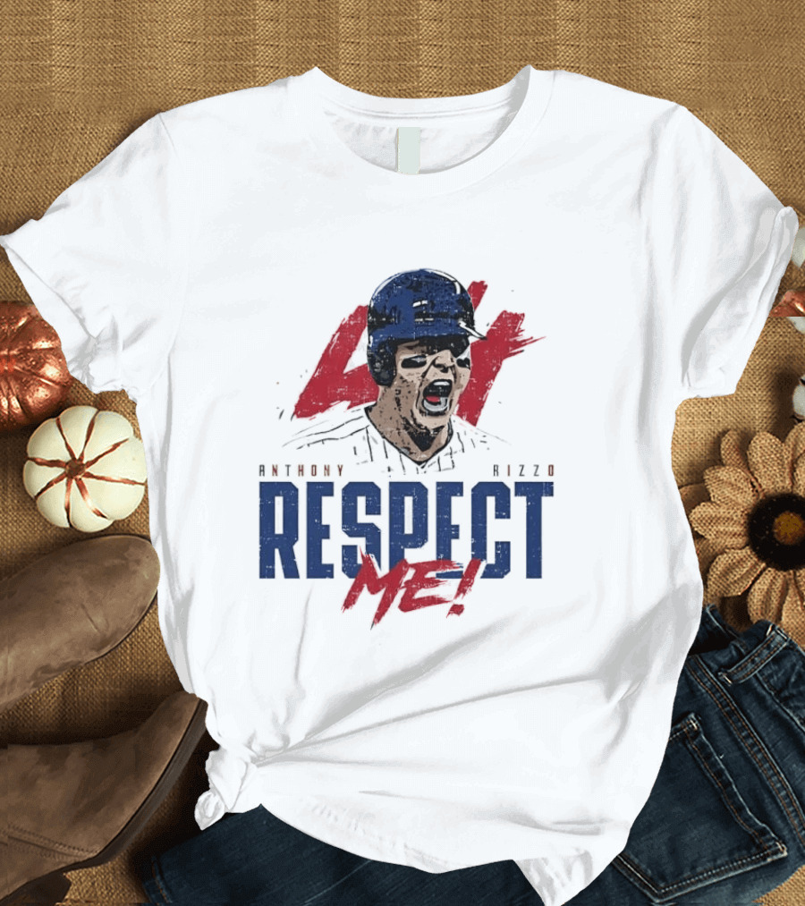 Anthony Rizzo Respect Me Screaming Baseball Player Distressed 44 Red T-Shirt