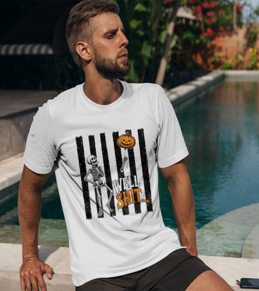 Skeleton Pumpkin Lost Balloon Well Shit Halloween T-Shirt