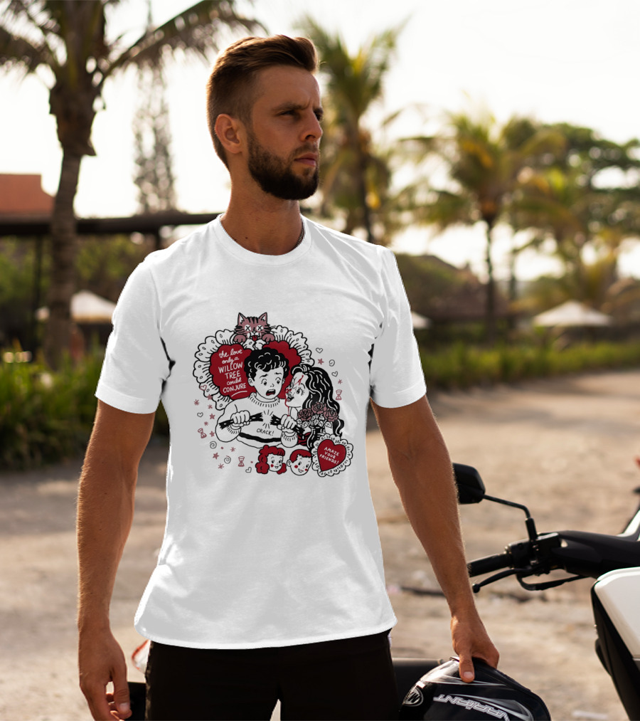 The Love Only A Willow Tree Could Conjure Crack Heartbreak Roses Cat T-Shirt