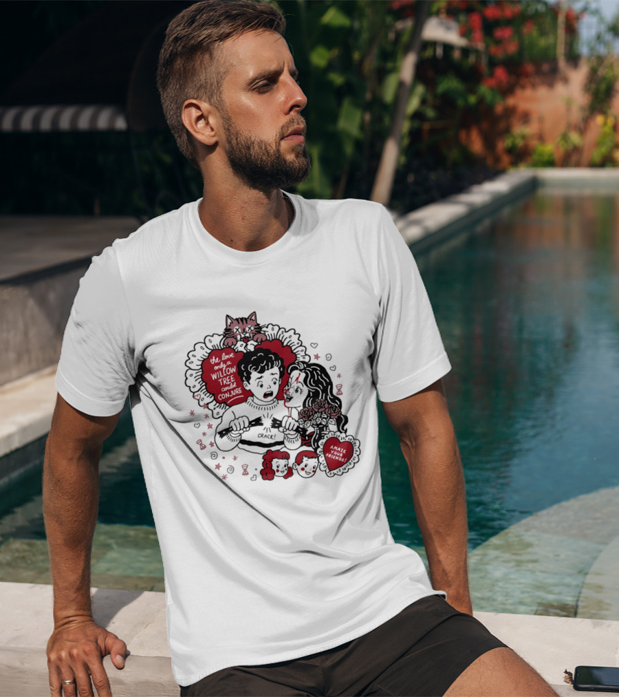 The Love Only A Willow Tree Could Conjure Crack Heartbreak Roses Cat T-Shirt
