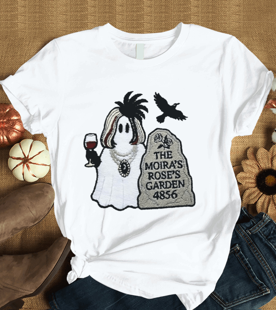 The Moira's Rose's Garden Ghost Wine Glass Tombstone Crow 4836 Wig T-Shirt