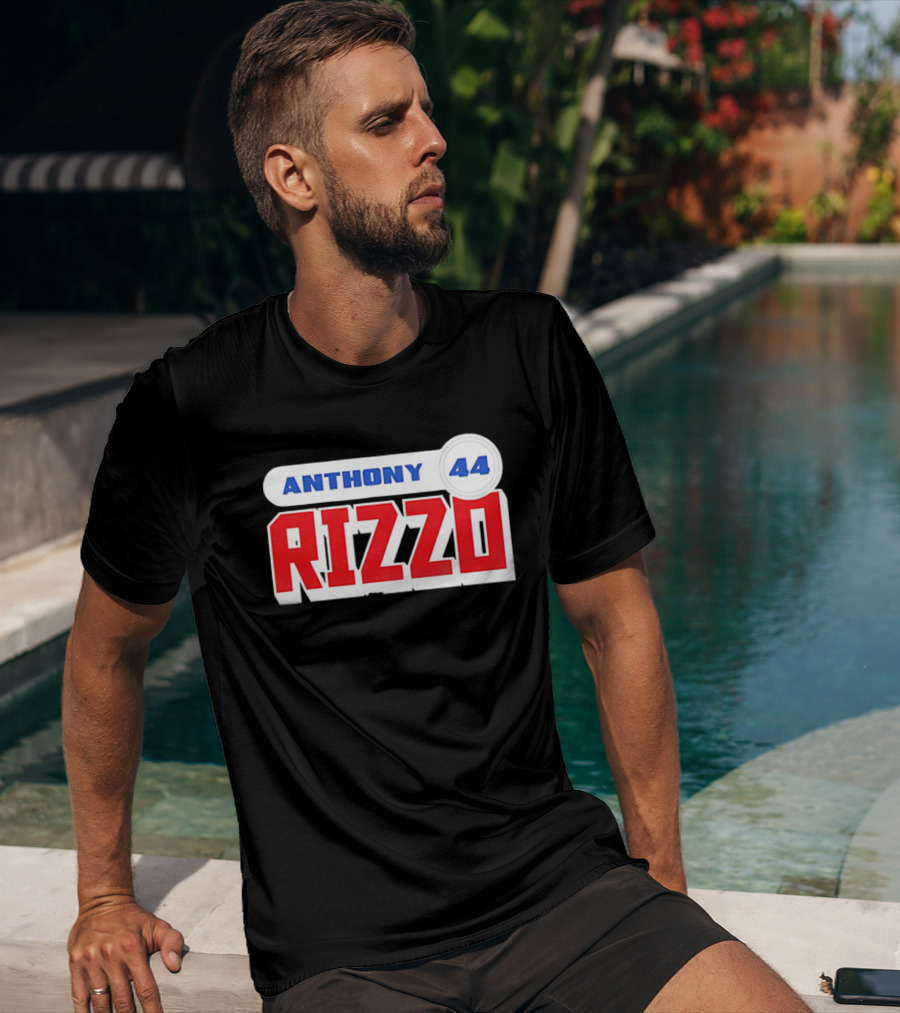 Anthony Rizzo 44 Red Blue Block Jersey Number T-Shirt
