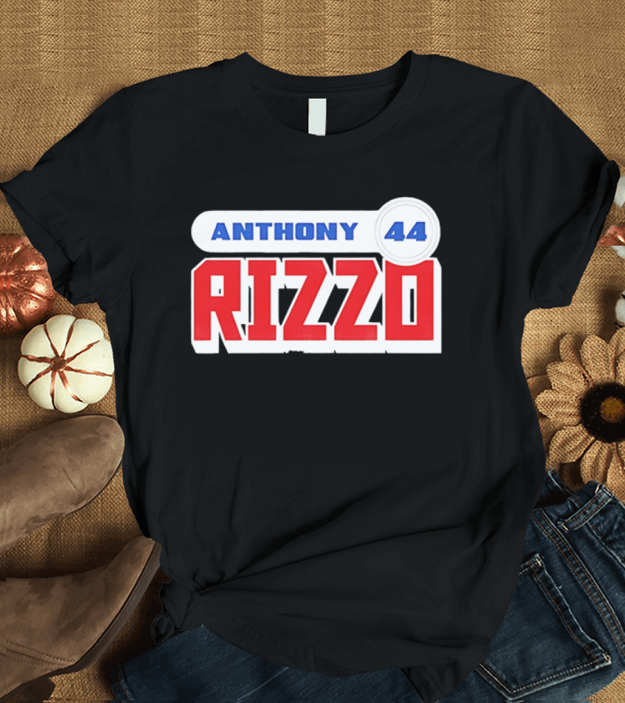 Anthony Rizzo 44 Red Blue Block Jersey Number T-Shirt