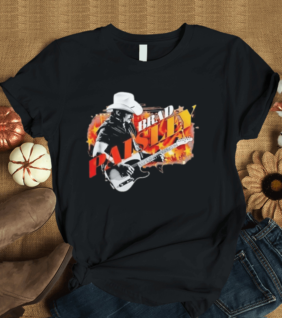 Brad Paisley Cowboy Hat Electric Guitar Musician Scene T-Shirt