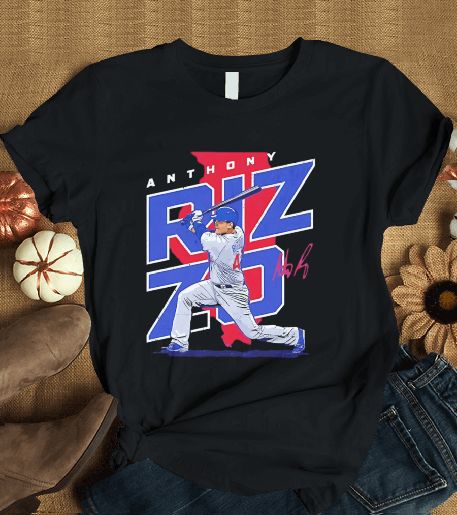 Anthony Rizzo 44 Chicago Cubs Batting Illinois Map T-Shirt