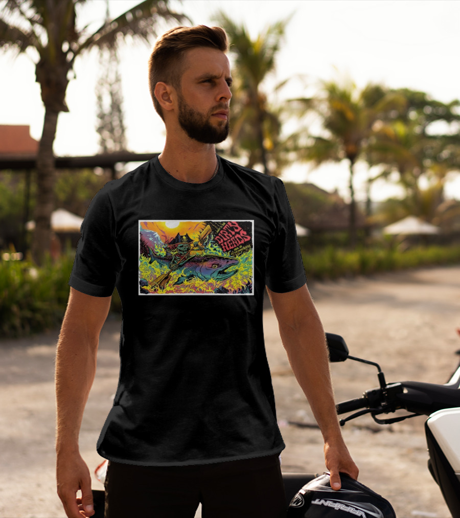 Dirty Heads Aug 13 2026 Skeleton Pirate Riding Fish White River Amphitheatre Auburn WA T-Shirt