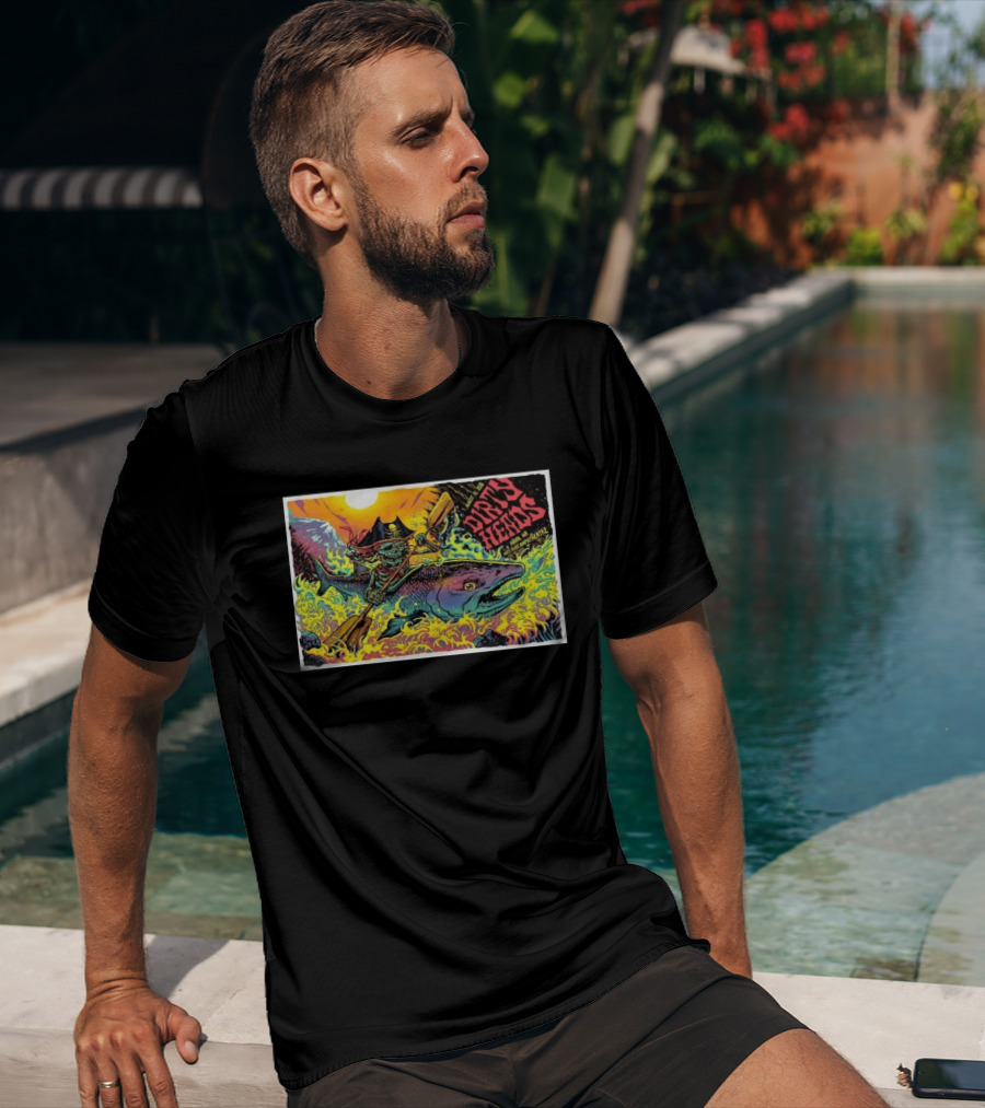 Dirty Heads Aug 13 2026 Skeleton Pirate Riding Fish White River Amphitheatre Auburn WA T-Shirt