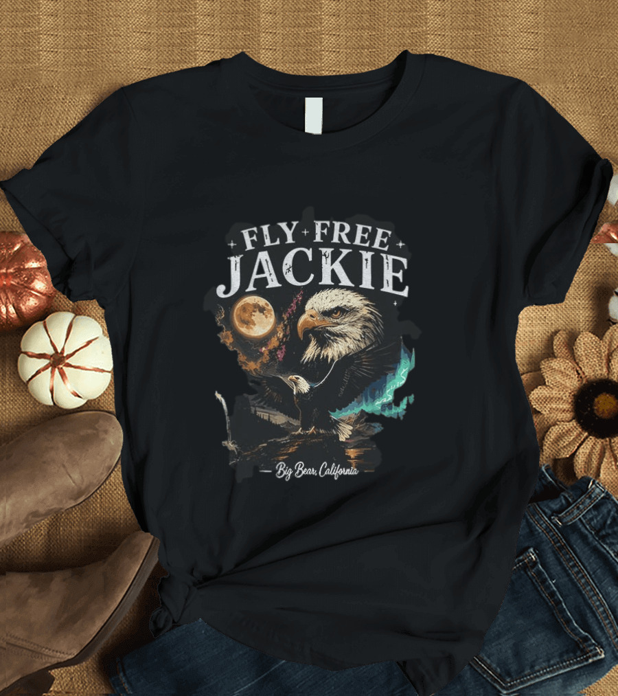 Fly Free Jackie Eagle Moon Big Bear California T-Shirt