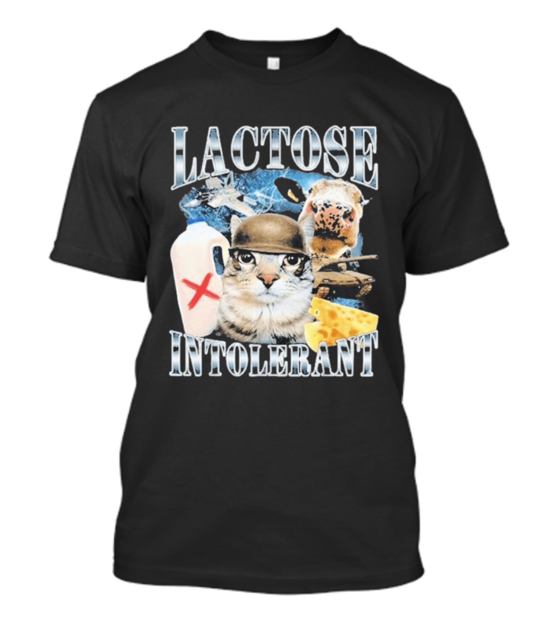 Lactose Intolerant Cat Cheese Cow Milk Jug T-Shirt