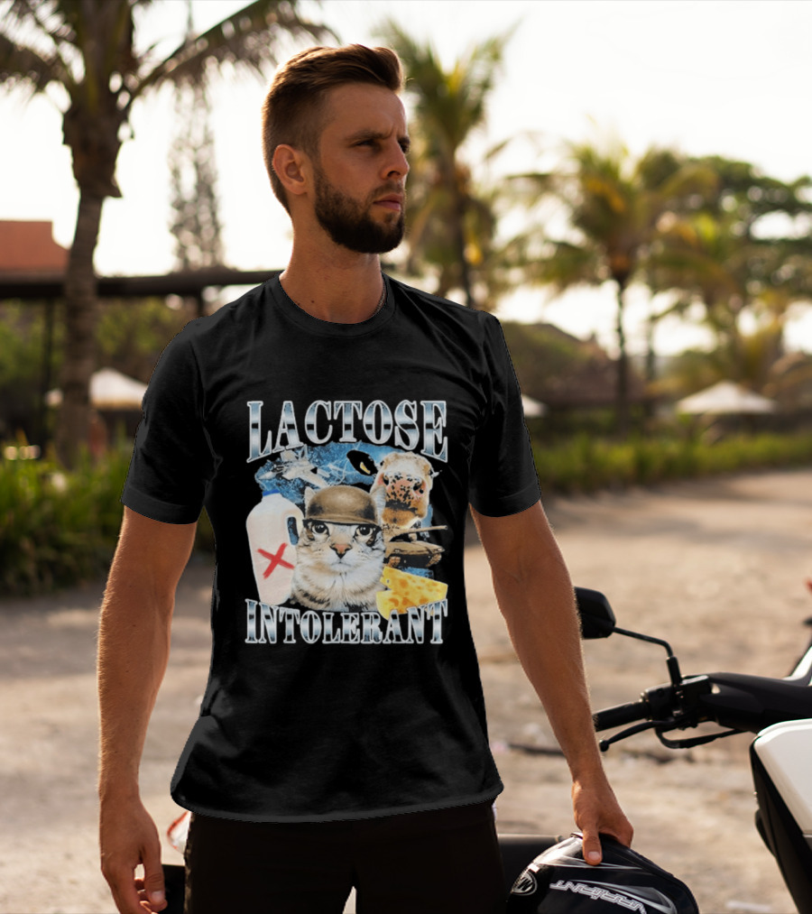 Lactose Intolerant Cat Cheese Cow Milk Jug T-Shirt