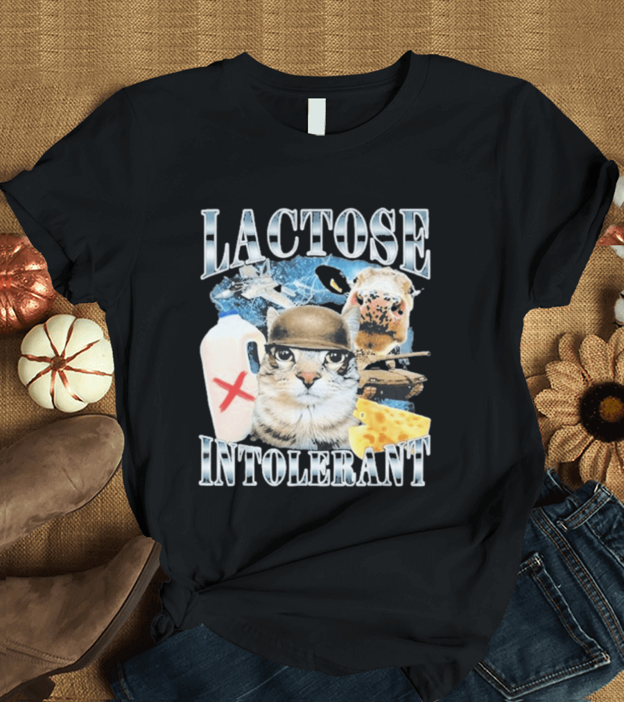 Lactose Intolerant Cat Cheese Cow Milk Jug T-Shirt
