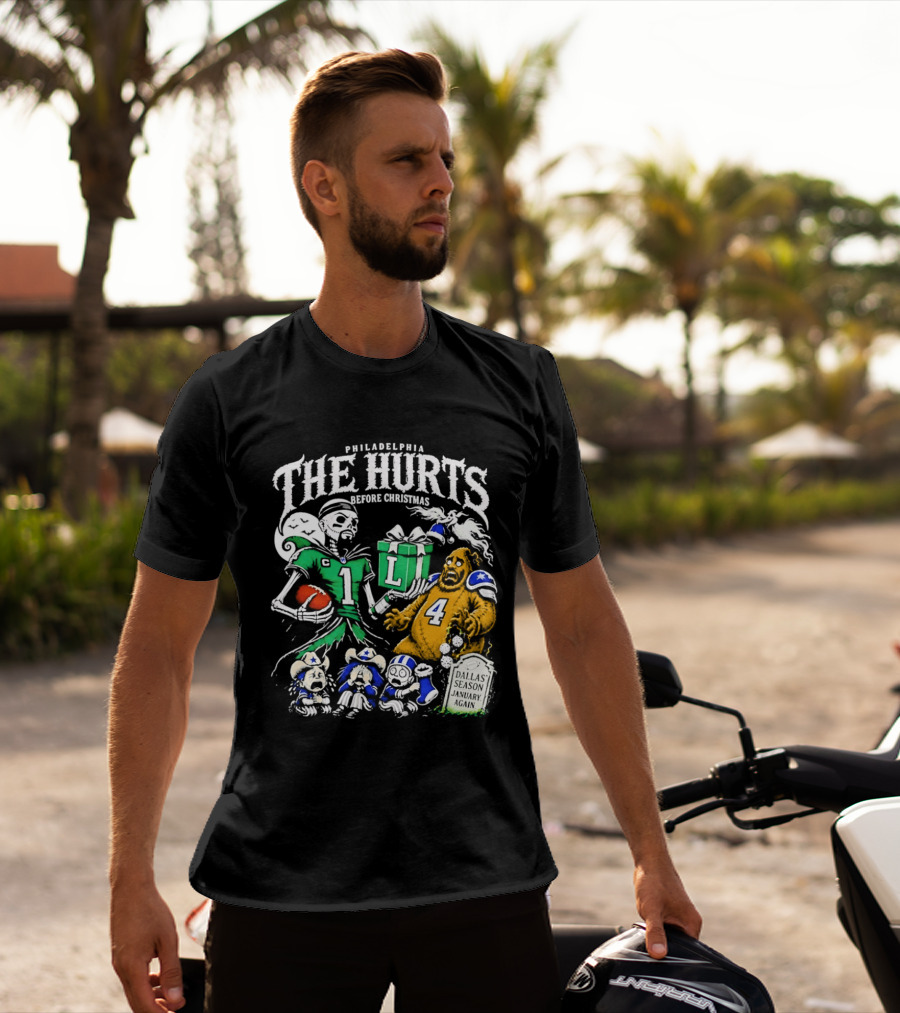 Philadelphia Eagles The Hurts Before Christmas Jalen Hurts Dallas Season Again Tombstone T-Shirt